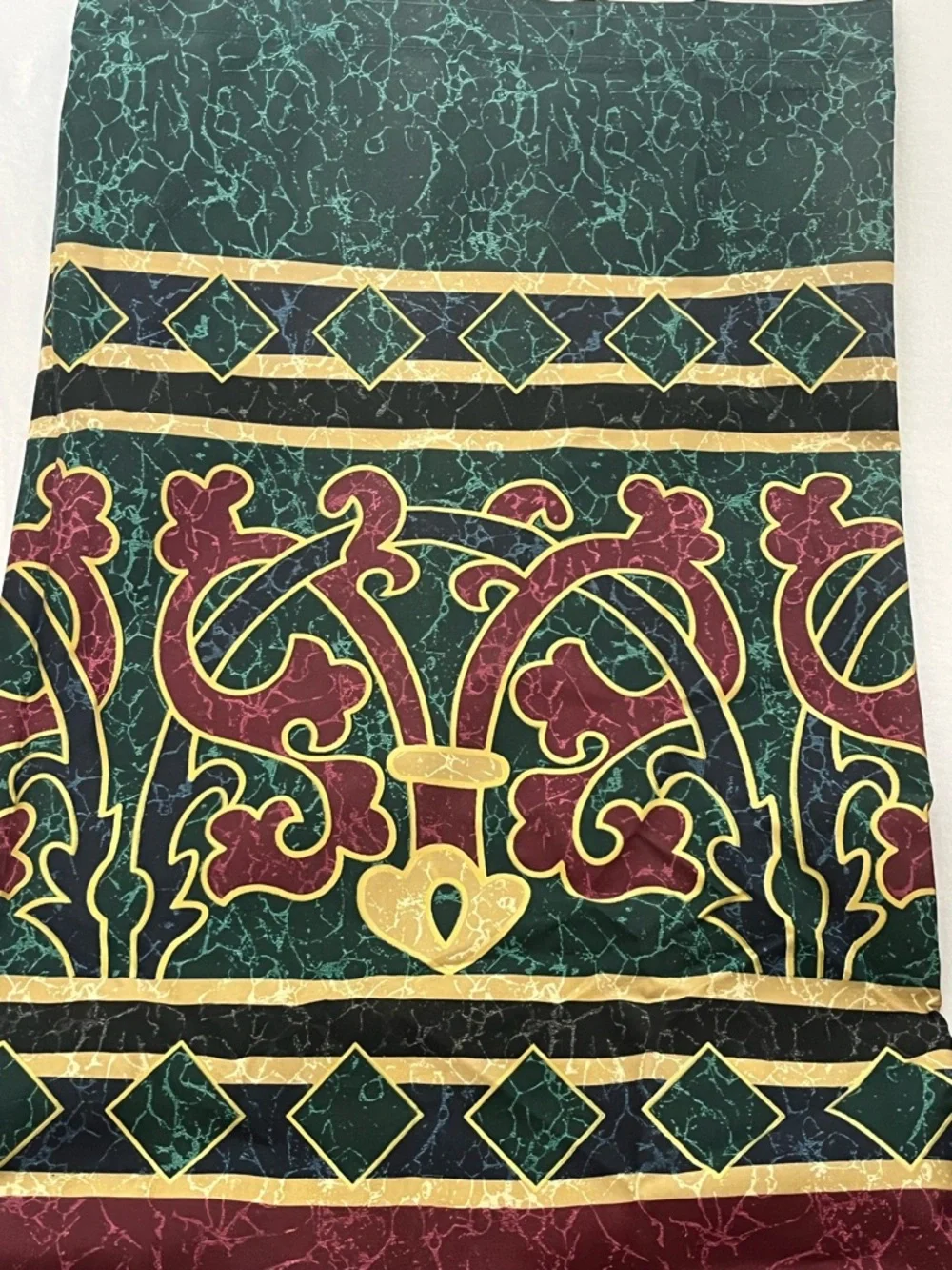 Vintage Marble Burgundy Green & Gold Shower Curtain Towels & Curtain Hooks Set